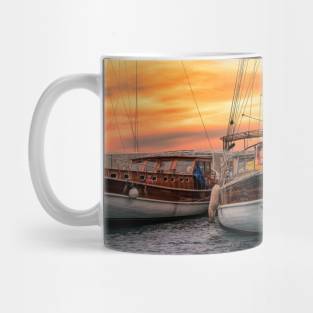 Boats at Sunset Mug